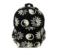Mia Jewel Shop Yin Yang Large Backpack Retro Print Pattern Adjustable Strap Cushioned Fashion Handmade Bag Boho Accessories, Black/White, L, Bohemian