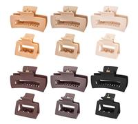 Mia Klein 12 Pcs Square Claw Clips-Hair Clips for Women and Girls, Nonslip Matte Square Strong Hold Jaw Clips,Multi-color Grip Clips, 3.5" x 6Pcs and 2" x 6Pcs Neutral Colors