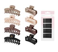 Mia Klein Hair Clips Kit For Women Styling,Includes Hair Claw Clip 8Pcs And 60Pcs 2 Inch Black bobby pins For All Hair Types, Nonslip Matte 4.3"/3.5" Claw Clips For Thick & Thin Hair (Neutral)