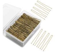 Mia Klein U Shaped Hair Pins -2.4 Inch 250 Count, Professional Hair Styling Pins for Women, Girls, and Hairdressing Salons - Includes Clear Storage Box for Updos and Bun Hair (Blonde)