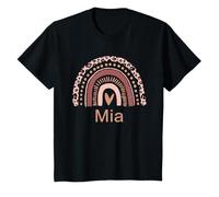 Mia Leopard Rainbow Birthday Gift Back to School Name T-Shirt