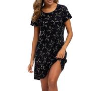 MIA LUCCE Nighties for Women, Ladies Nightdress Short Sleeve Sleepwear | Soft Ladies Nighties, Nightdresses for Women UK, Print Women's Nightwear, Womens Nightdresses for Loungewear, Sizes S-3XL