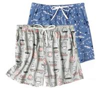 MIA LUCCE Pyjama Shorts Women Soft Elastic Pyjama Bottoms Womens Shorts with Pockets Drawstring for Sleep Gym Running S-XXL