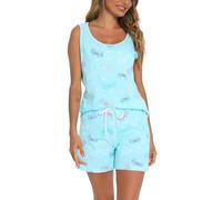 MIA LUCCE Pyjamas for Women Sleeveless Cotton 2-Piece Ladies Short Pyjamas Sets Soft Comfortable Women's Nightwear Printed Loungewear Sleepwear for Home Daily Wear Sizes M-XXL