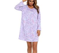 MIA LUCCE Women's Nightdresses & Nightshirts - Purple, Cartoon, Star Pattern - Women's Nightwear - Round Neck Pajamas - Women Sleep & Lounge - Size XXL