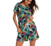 MIA LUCCE Women's Pyjama Sets Short Sleeve Summer Pjs Set Cotton Printed Loungewear Short Sleeve Sleepwear with Pockets S-XXL