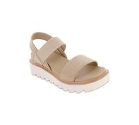 MIA Shoes Jene Women's Elastic Strap Platform Sandals, Sneaker-Bottom, Sand, 4 UK