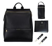 MIA + SOPHIA Leather Diaper Bag Backpack with Changing Pad, Stroller Straps, Bottle Holder, Black Sophia, M, Mia Collection