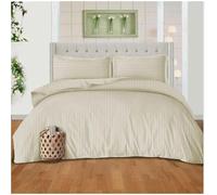 MIA Stripe Duvet Cover Zip Closure With Pillow Case 100% P Cotton Duvet Bedding Set (Beige, King)