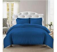 MIA Stripe Duvet Cover Zip Closure With Pillow Case 100% P Cotton Duvet Bedding Set (Blue, Double)