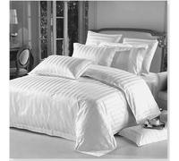 mia Stripe Duvet Cover Zip Closure With Pillow Case 100% P Cotton Duvet Bedding Set (White, King)