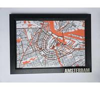 MIA STUDIO Modern City Map, 3D Laser Cut Street Layout Wall Art, Framed with Glass, Amsterdam London New York Series, Three-Layer Mountboard Paper in MDF Frame, Decorative Urban Design (Amsterdam)