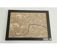 MIA STUDIO Modern City Map, 3D Laser Cut Street Layout Wall Art, Framed with Glass, Amsterdam London New York Series, Three-Layer Mountboard Paper in MDF Frame, Decorative Urban Design (London/Wood)
