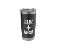 MIA to CDG Flight Route Miami Paris Codes Stainless Steel Insulated Tumbler