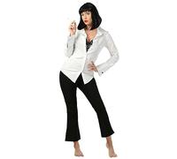 Mia Wallace Costume for Women, Officially Licensed Pulp Fiction Outfit, Includes Shirt, Bra Top, Pants & Cufflinks