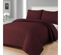 MIA we dress your home Luxury Quilted Bedspreads King Size - 3 Piece Burgundy Embossed Bed Cover 250x250 Comforter Throw Ultra Soft Coverlet All Seasons