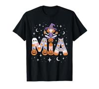 Mia Witch Candy Corn Cat Halloween Women and Girls T-Shirt