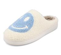 MIA Women's Cozi Slippers, Baby Blue Happy Face, 8 UK