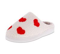 MIA Women's Cozi Slippers, White/Red Hearts, 4.5 UK