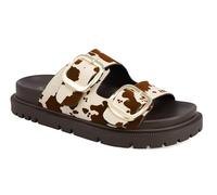 MIA Women's Gen Double Buckle Slide Sandals, Brown Cow, 4.5 UK