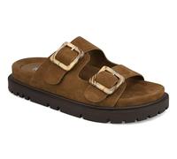 MIA Women's Gen Double Buckle Slide Sandals, Coffee Brushed, 7 UK