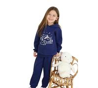 Miababy Winter Tracksuit for Kids - Three Thread Fabric Raised Set, Warm Cotton Top & Bottom, Printed Design, Sizes 2-8 Years, Stylish & Comfortable (UK, Age, 6 Years, Regular, Dark Blue)