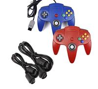 miadore 2 Pack Classic N64 Controllers (Blue/Red) Bundle with 2 Pack 6FT N64 Controller Extension Cable for N64 Console Video Games