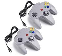 miadore 2 Pack Classic N64 USB Controller,Plu g& Play,Retro Wired Gamepad Joystick Game Controller for Windows PC,Mac,Linux,Raspberry Pi 3 (Grey)