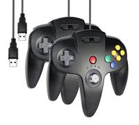 miadore 2 Pack Classic N64 USB Controller,Plu g& Play,Retro Wired USB Gamepad Joystick Controller For Windows PC,MAC,Linux,Raspberry Pi 3 (Black)