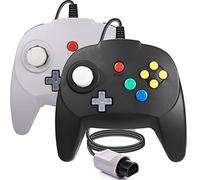 miadore 2 Pack N64 Controller Wired Gamepad Joystick Compatible with N64 Console (Black+Gray)
