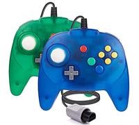 miadore 2 Pack N64 Controller Wired Gamepad Joystick Compatible with N64 Console (Clear Blue+ Clear Green)