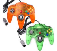 miadore 2 Packs Classic 64 Wired Controller Joystick for N64 Video Game System N64 Console (Jungle Green and Orange)