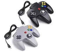 miadore 2 PCS N64 USB Controller,Plug & Play | Retro Gamepad Joystick PC Controller Compatible with Windows PC,MAC,Linux,Raspberry Pi 3,Sega Genesis Higan (Black+Gray)