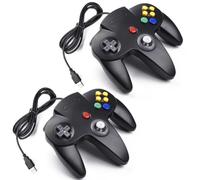miadore 2 PCS N64 USB PC Controller For N64 Games,Plug & Play | Compatible with Windows PC,MAC,Linux,Raspberry Pi 3,Sega Genesis Higan (Black)