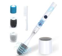 miadore Electric Toilet Brush with Holder Hands-Free Auto-Clamp Toilet Scrubber with 3 Replacement Heads (Silicone/Nylon/Disposable) + Gap Brush, Compact Toilet Bowl Cleaning Set for Bathroom, RV