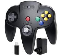 miadore Wireless N64 Controller, 2.4GHz with USB Receiver & N64 Receiver, Remote Gamepad Joystick Compatible with N64 Console, Windows PC MAC Raspberry PI Switch (Black)