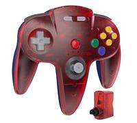 miadore Wireless N64 Controller Compatible with N64 Console - (Clear Red) | N64 Games Controller With 2.4GHz N64 Receiver,Plug & Play,Built-in Rumble & 500mAh Battery,3D Precision Joystick
