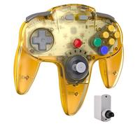miadore Wireless N64 Controller Compatible with N64 Console,Remote Gamepad Joystick with 2.4GHz N64 Receiver,Rechargeable, Plug & Play, Built-in Rumble & 500mAh Battery (Clear Yellow)