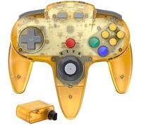 miadore Wireless N64 Controller For N64 Console - (Clear Yellow) | Game Controller with 2.4GHz N64 Receiver,Rechargeable, Plug & Play, Built-in Rumble & 500mAh Battery,3D Precision Joystick