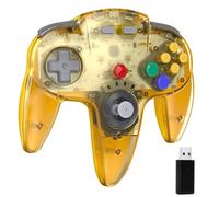 miadore Wireless N64 Pro Controller For Switch 1 2/Switch Online/OLED/Lite,2.4GHZ USB Receiver,Plug & Play,Precise Control Gaming Controllers For Windows PC, MAC, Raspberry Pi (Clear Yellow)