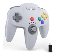 miadore Wireless N64 Switch Controller For Switch 1/2/Lite/OLED,Plug & Play | PC controller with 2.4 GHz USB Receiver,500 mAh battery, Built-in vibration, Compatible With PC, Mac OS,Raspberry Pi (Grey)