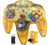 miadore Wireless N64 Switch Controller For Switch 1 2/OLED/Lite/N64 Console | PC Controller with 2.4GHz USB & N64 Receiver,Plug & Play,Built-in Rumble,For Switch NSO,PC,Mac OS,Raspberry PI (Clear Yellow)
