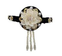 MIADOSHINSE Korean Classical Hanbok Headband, Elegant Flower & Pearls Handmade Hair Accessory For Performances, Stage Dance & School