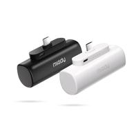 Miady 2-Pack 5000mAh Mini Power Bank with Built-in Type C Connector, 12W Output Fast Charging Small Portable Charger, Compatible with iPhone 16/15 Galaxy S24/S22 iPad Oneplus Android devices