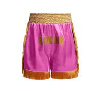 Miaeowve Boys Shiny Boxing Shorts Kickboxing Muay Thai Shorts Satin MMA Combat Training Bottoms Hot Pink 11-12 Years