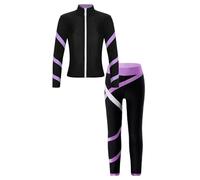 Miaeowve Girls Ice Skating Jacket with Figure Skating Leggings Tights Gymnastics Gym Training Workout Sport Suit Light Purple 13-14 Years