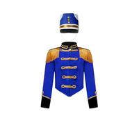Miaeowve Junior Teen's Royal Guard Ringmaster Role Play Costume Long Sleeve Bottom Down Jacket and Hat Set Royal Blue 9-10 Years