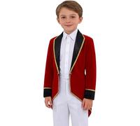 Miaeowve Kids Boys Circus Costume Red Ringmaster Tailcoat Jacket Tuxedo Coat Cosplay Halloween Prince Costumes Burgundy 13-14 Years