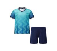 Miaeowve Kids Boys Soccer Jerseys Quick Dry Athletic T-Shirt with Shorts Set Sportswear Sports Team Training Uniform Sky Blue 13-14 Years