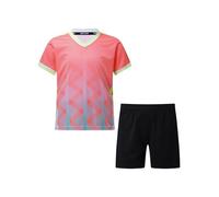 Miaeowve Kids Boys Soccer Jerseys Quick Dry Athletic T-Shirt with Shorts Set Sportswear Sports Team Training Uniform Pink 13-14 Years